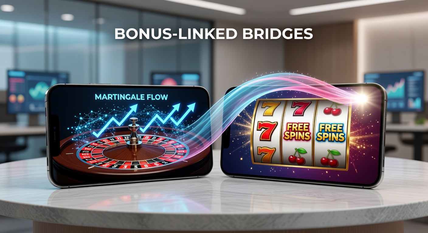 Smartphone screen displaying roulette wheel and slot reels connected by bonus icons, illustrating seamless transitions on mobile devices
