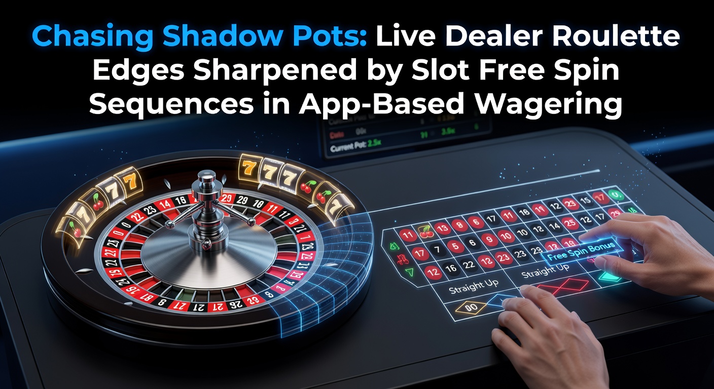 Dynamic mobile app screen showing live roulette wheel spinning alongside cascading slot free spins, highlighting shadow pot accumulators in the background