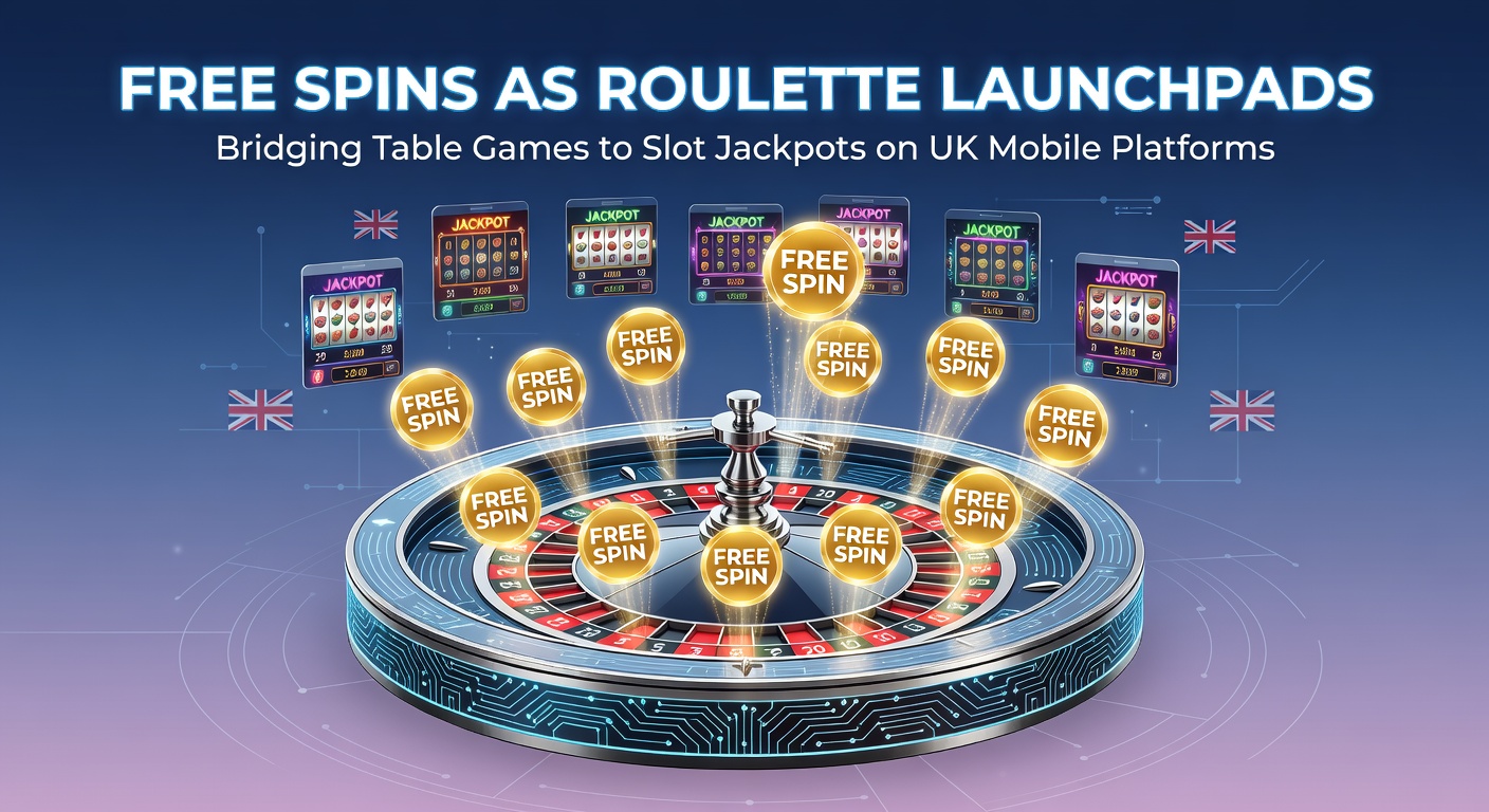 Mobile screen showing roulette wheel transitioning to colorful slot reels with free spins overlay