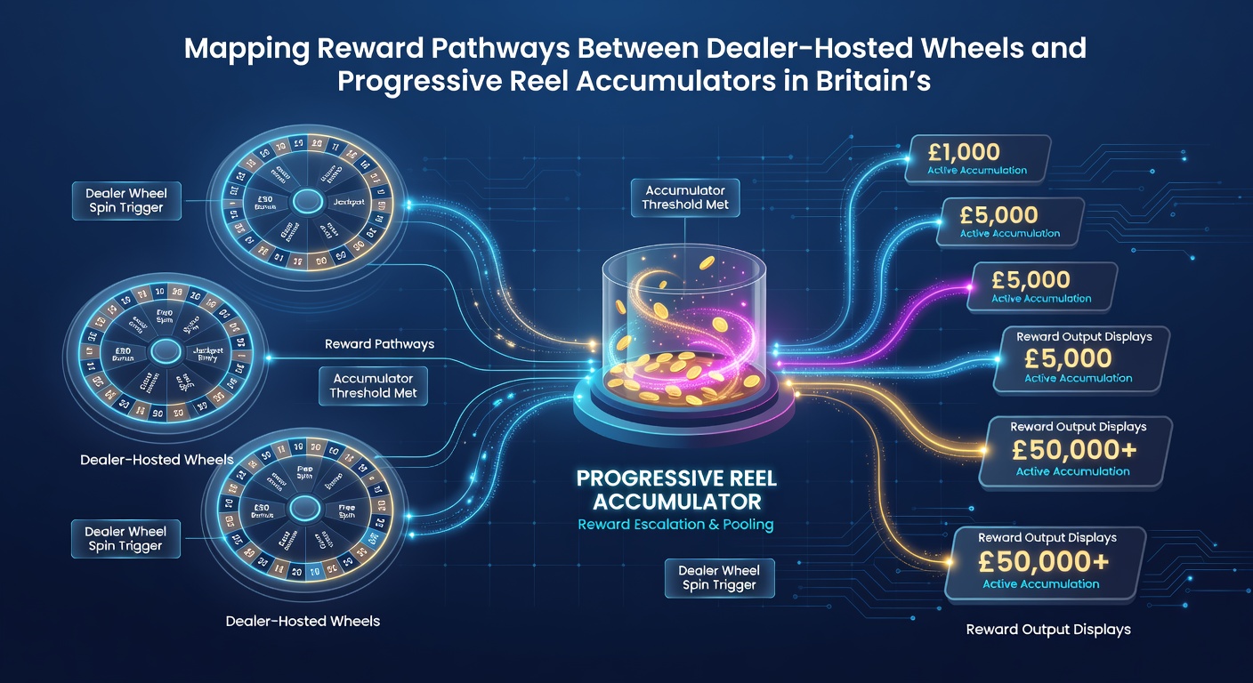 Illustration of mobile app interface displaying connected bonus flows from roulette to progressive slots