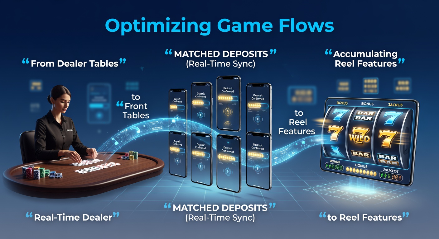 Mobile casino interface showing live dealer table transitioning to slot reel features after deposit match