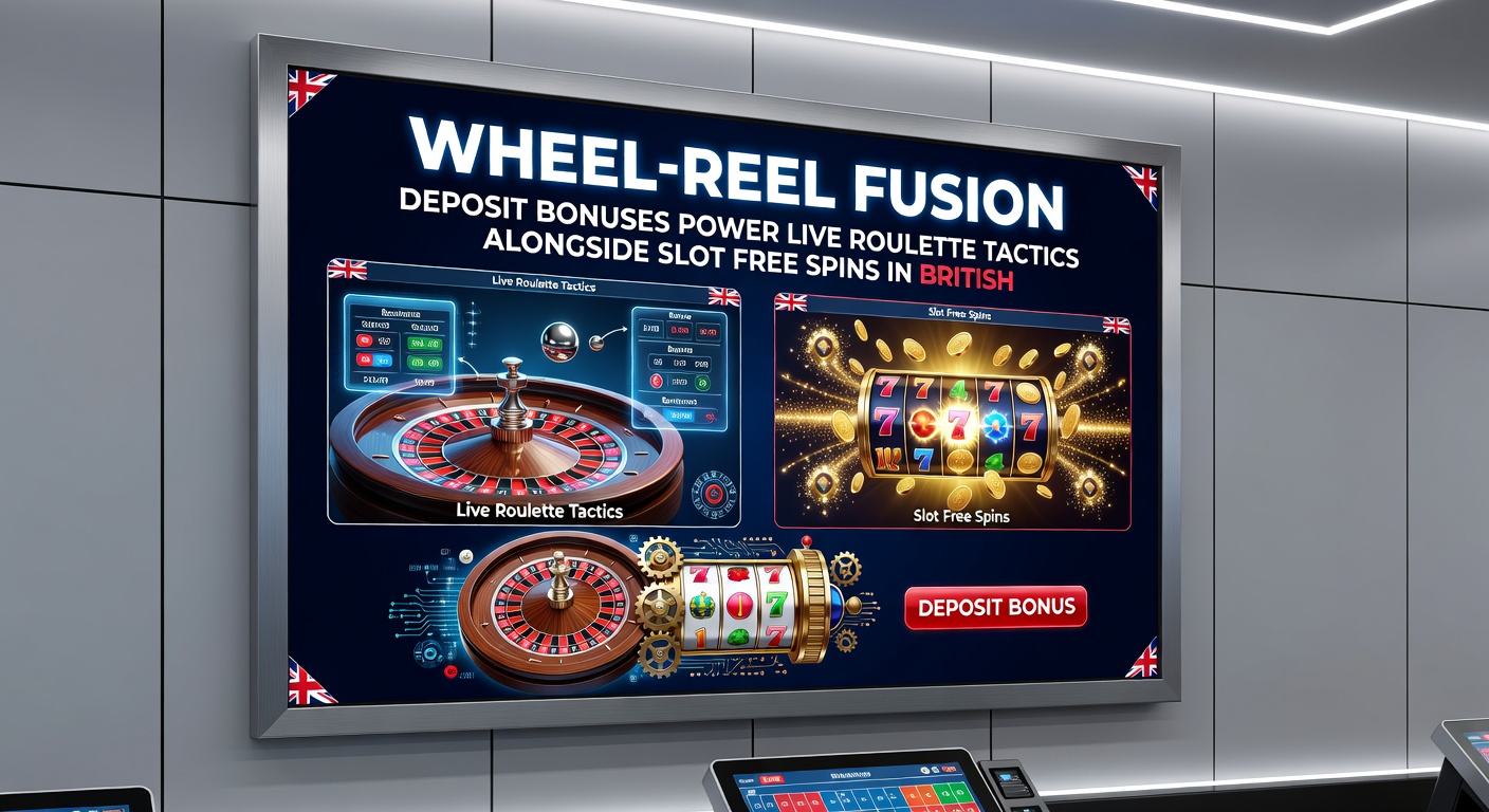 Close-up of a smartphone displaying deposit bonus popup with roulette table and slot machine icons merging in a dynamic fusion graphic